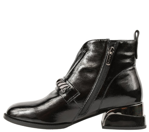 Ghete elegante, dama, EPICA, 21B224-B560 negru, piele lacuita, cu toc